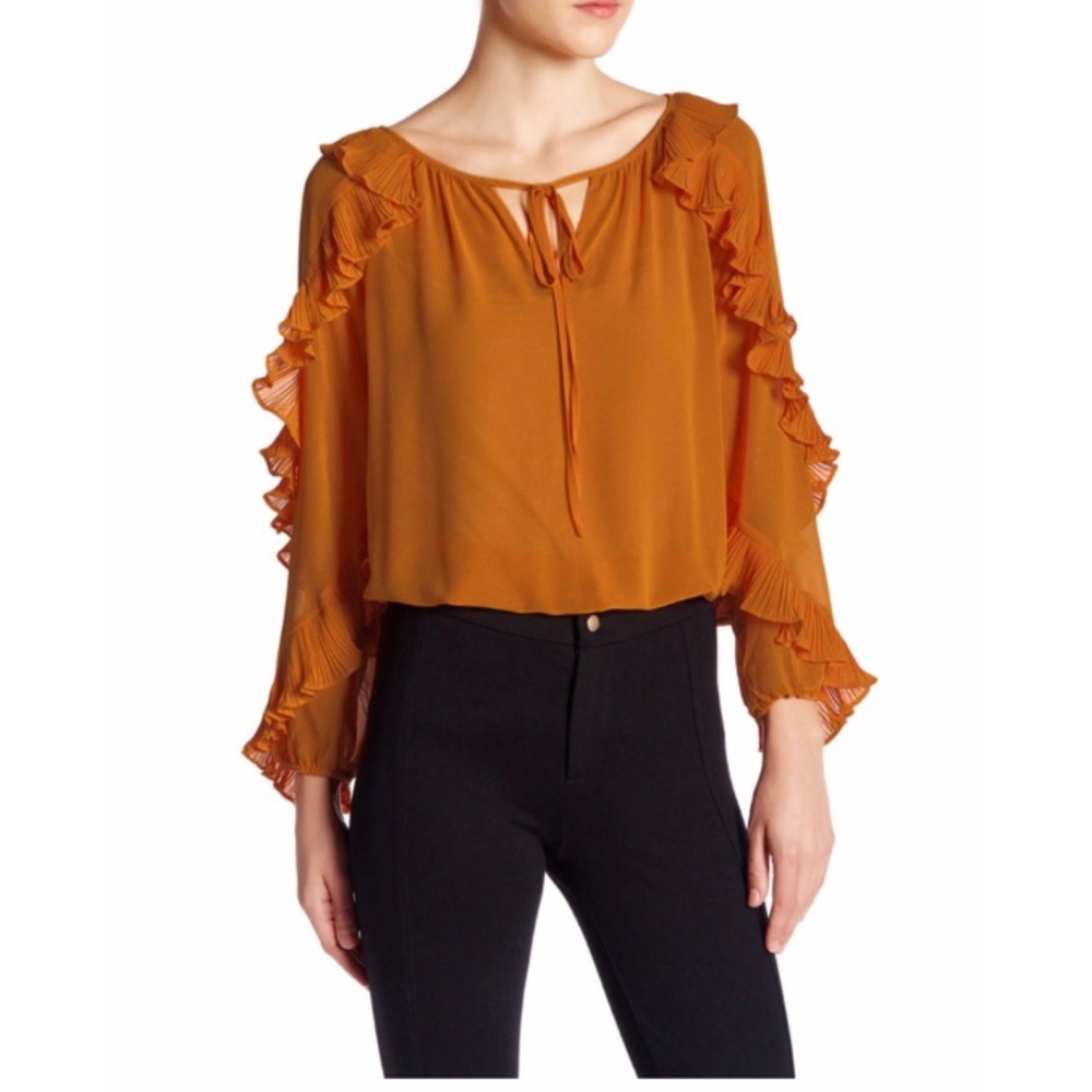 White Eyelash Long Sleeve Ruffle Blouse
